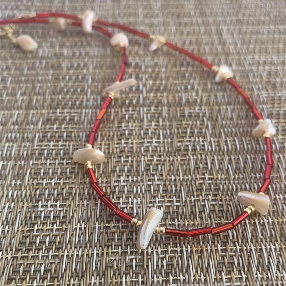 Elegant Red and Gold Beaded Necklace